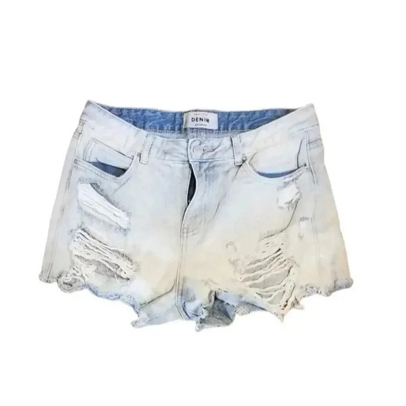 New Look Denim Women's Shorts Distressed Light Blue Size 8 - Picture 1 of 4